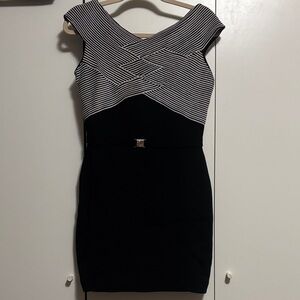 Versace Black and White Geometric Mini Dress